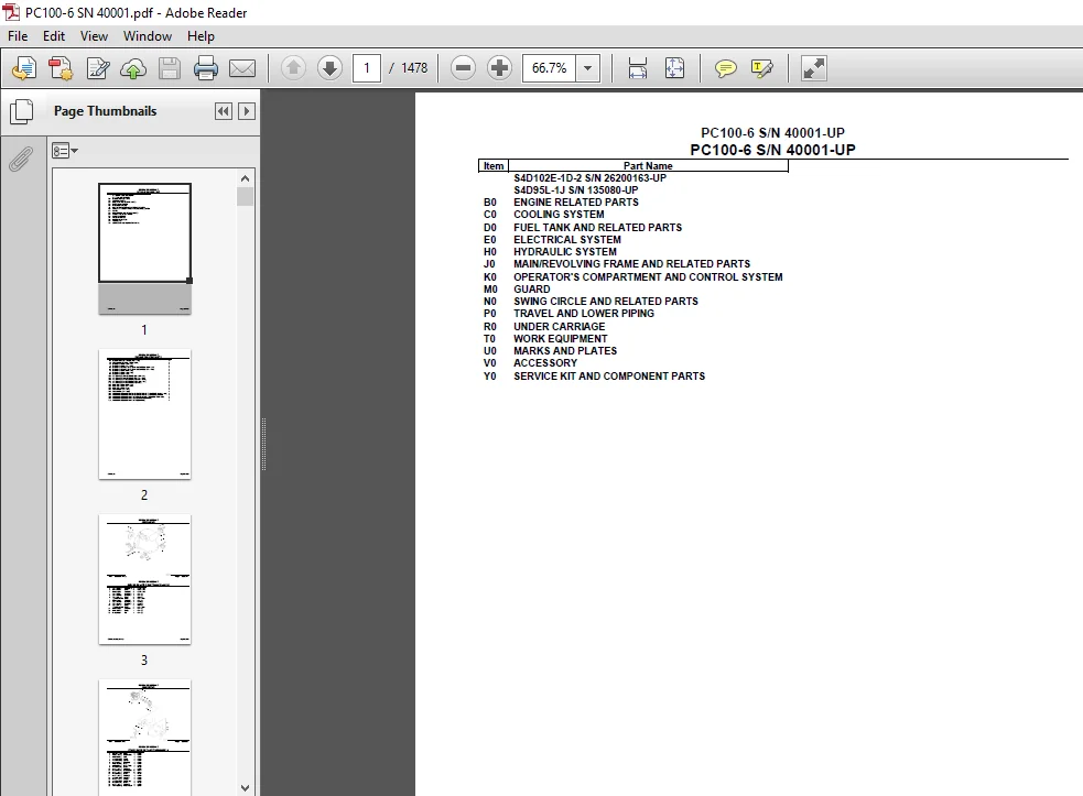 Komatsu Pc100-6 Crawler Excavator Parts Catalogue Manual  Sn 40001 And Up - PDF DOWNLOAD - Image 3