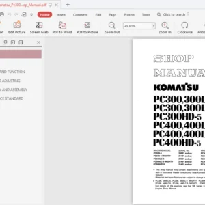 Komatsu Pc300 5 And Pc400 5 Shop Manual - PDF DOWNLOAD