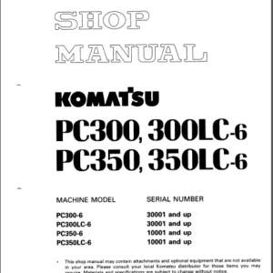 Komatsu Pc300-6 Pc300lc-6 Pc350-6 Pc350lc-6 Shop Manual - PDF DOWNLOAD