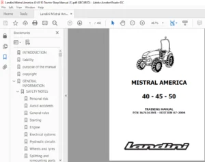Landini Mistral America 40 45 50 Tractor Service Manual - PDF Download