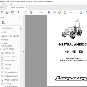 Landini Mistral America 40 45 50 Tractor Service Manual - PDF Download