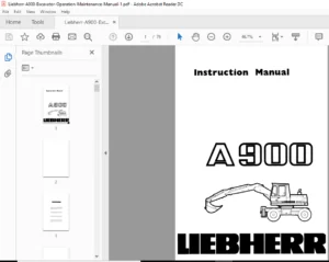 Liebherr A900 Excavator Operation Maintenance Manual - PDF Download