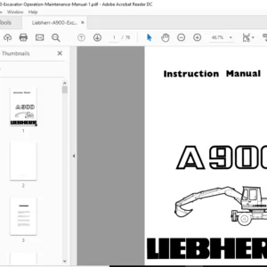 Liebherr A900 Excavator Operation Maintenance Manual - PDF Download