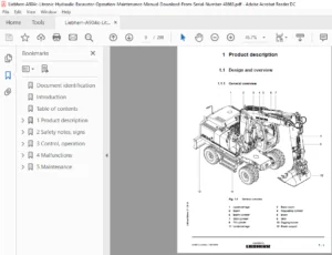 Liebherr A904c Litronic Hydraulic Excavator Operation Maintenance Manual - PDF Download