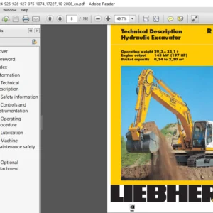 Liebherr R934b Litronic Hydraulic Excavator Operation Maintenance Manual - PDF DOWNLOAD