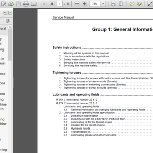 Liebherr R964c R974c Hydraulic Excavator Service Manual - PDF Download