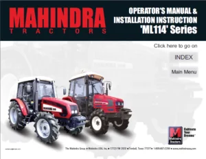 MAHINDRA ML114 Series Loader Operator and Installation Instruction Manual - PDF DOWNLOAD