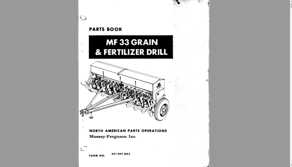 Massey Ferguson Mf 33 Grain Drill Parts Manual - PDF Download