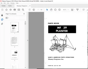 Massey Ferguson Mf 39 Planter Parts Manual 650961m93 - PDF DOWNLOAD