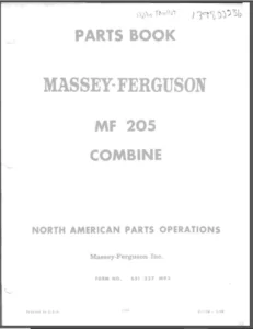 Massey Ferguson Mf 205 Combine Parts Manual 651227M93 - PDF Download