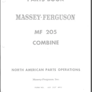 Massey Ferguson Mf 205 Combine Parts Manual 651227M93 - PDF Download