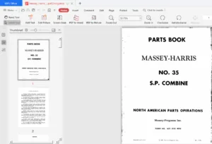 MASSEY HARRIS 35 SP COMBINE PARTS MANUAL 651035M93 - PDF Download