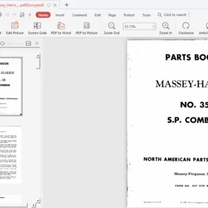 MASSEY HARRIS 35 SP COMBINE PARTS MANUAL 651035M93 - PDF Download