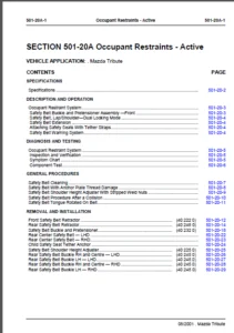 Mazda Tribute Workshop Service Repair Manual 2001-2006 En de fr - PDF Download