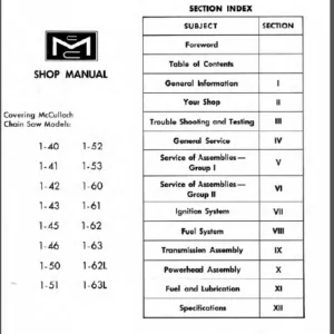 Mcculloch 1-42 Chain Saw Service Repair Shop Manual 127p  -  PDF Download