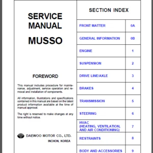 1993-2005 Mercedes benz Musso Service Repair Manual - PDF Download