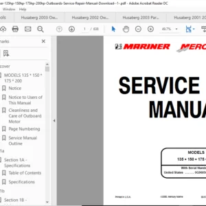 Mercury Mariner 135hp 150hp 175hp 200hp Outboards Service Repair Manual - PDF Download