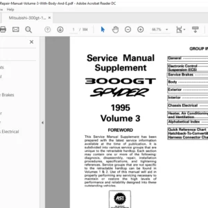 Mitsubishi 300gt 1995 Repair Manual Volume 3 With Body And E - PDF Download