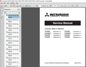 Mitsubishi FG40K FG40KL FG45K FG50K FD40K FD40KL FD45K FD50K Forklift Trucks Shop Manual - DOWNLOAD