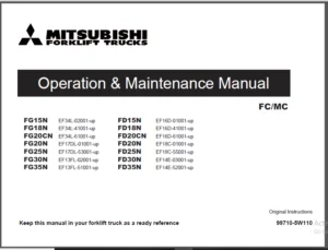 Mitsubishi Forklift FD10N, FD15N, FD18N, FD20N(CN), FG25N, FD30N, FD35AN, FG15N, FG18N, FG20N(CN), FG25N, FG30N, FG35N Operating Manual - DOWNLOAD
