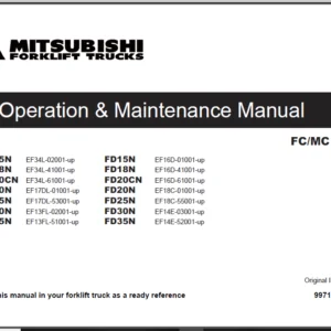 Mitsubishi Forklift FD10N, FD15N, FD18N, FD20N(CN), FG25N, FD30N, FD35AN, FG15N, FG18N, FG20N(CN), FG25N, FG30N, FG35N Operating Manual - DOWNLOAD