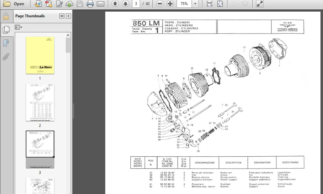 Moto Guzzi 850 Le Mans Parts Manual Catalog Download 1978 - Image 2