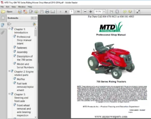 2010-2014 Mtd Troy Bilt 700 Series Riding Mower Full Service Repair Manual - PDF Download