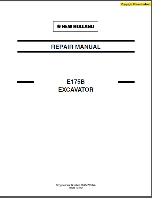 New Holland Crawler Excavators E175B Service Repair Manual - PDF DOWNLOAD - Image 4