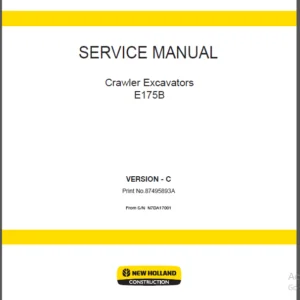 New Holland Crawler Excavators E175B Service Repair Manual - PDF DOWNLOAD