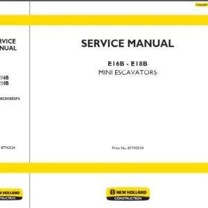 New Holland E16B - E18B  Mini Escavators Service Repair Manual - PDF DOWNLOAD