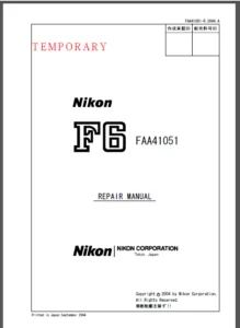 Nikon F6 Service Repair Manual - PDF Download