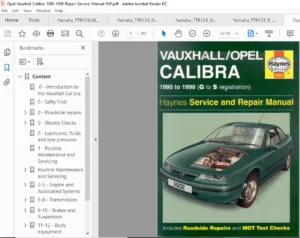 Opel Vauxhall Calibra 1990-1998 Repair Service Manual - PDF Download