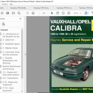 Opel Vauxhall Calibra 1990-1998 Repair Service Manual - PDF Download