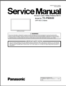 Panasonic Tc-p60s30 Plasma Hdtv Service Manual - Download