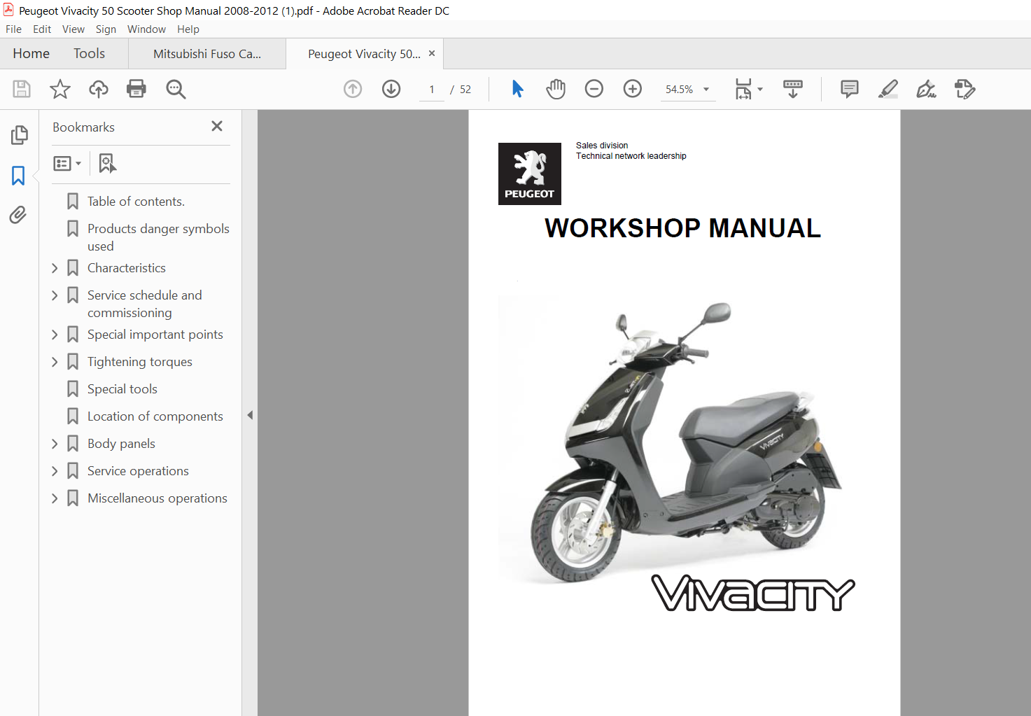 2008-2012 Peugeot Vivacity 50 Scooter Shop Manual Download - HeyDownloads - Manual Downloads