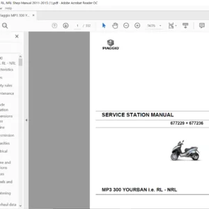 Piaggio MP3 300 Yourban I.E RL, NRL 2011-2015 Service Repair Manual - PDF Download