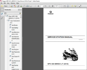Piaggio MP3 300 ie IBRIDO LT Shop Manual 2010 - 2015 - PDF DOWNLOAD