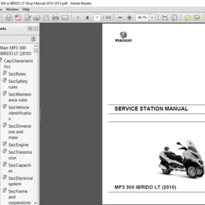 Piaggio MP3 300 ie IBRIDO LT Shop Manual 2010 - 2015 - PDF DOWNLOAD