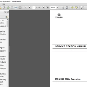 Piaggio MSS X10 500 IE Executive Shop Manual 2012 Onwards - PDF DOWNLOAD