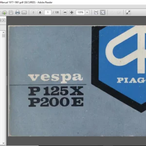 Piaggio Vespa P125X P200X Shop Manual 1977 - 1981 - PDF DOWNLOAD