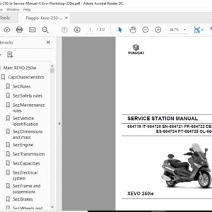 Piaggio Xevo 250 Ie Service Manual - PDF DOWNLOAD