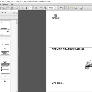 Piaggio Mp3 250 Ie 2006 2007 2008 2009 Repair Manual - PDF DOWNLOAD