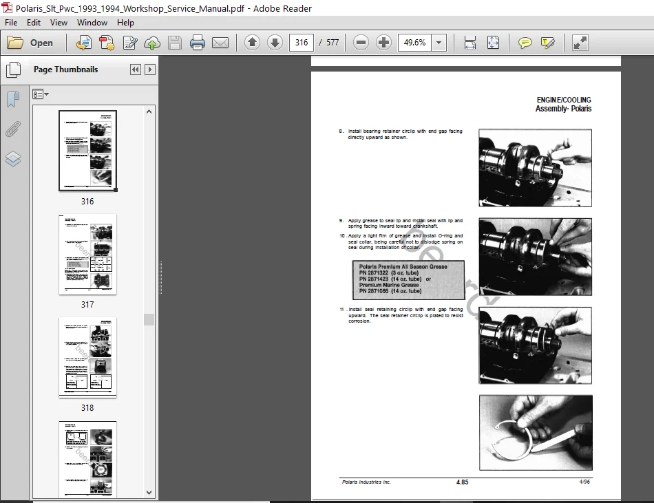 Polaris Slt Pwc 1993 - 1994 Workshop Service Manual - PDF DOWNLOAD - Image 4