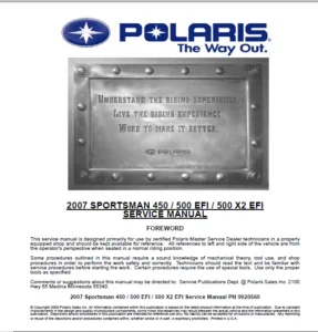 Polaris Sportsman 450 2006 2007 2008 Workshop Service Manual - PDF DOWNLOAD