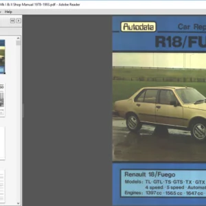 Renault 18, R18, Fuego Mk I & II 1978-1993 Service Repair Manual - PDF Download