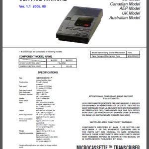 Sony M 2000 M 2020 Microcassette Transcriber Repair Manual - PDF DOWNLOAD