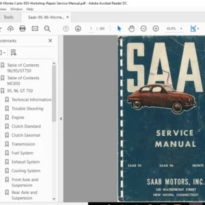 Saab 95 96 Monte Carlo 850 Workshop Repair Service Manual - PDF DOWNLOAD
