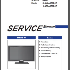 Samsung La55a950d1r La46a950d1r Tv Service Manual - PDF Download