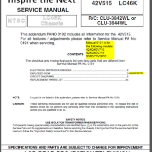 Service Manual Hitachi 42v515 Lcd Rear Projection Television - PDF Download