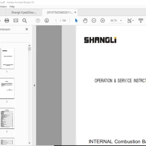 Shangli CPCD20SA, CPCD25SA, CPCD30SA, CPCD35SA   Forklift  Shop Manual - PDF DOWNLOAD